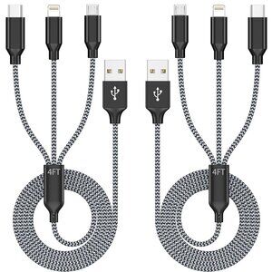 3in1 Charger Cord, Multi Charging Cable 4ft 2Pack